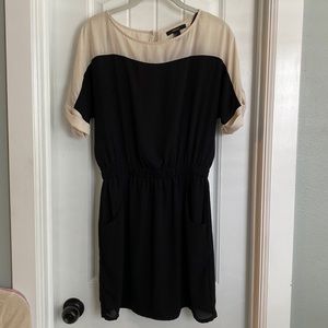 Black and cream trimmed casual dress
